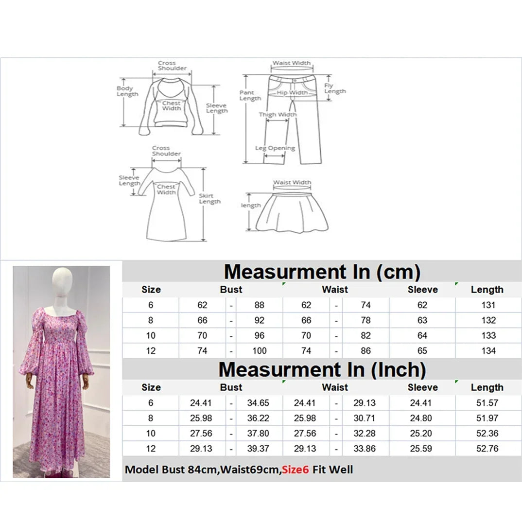 jinran 2024 New Floral Shirred Patchwork Puff Long Sleeves High Waist Chic Silk Maxi Dresses for Women