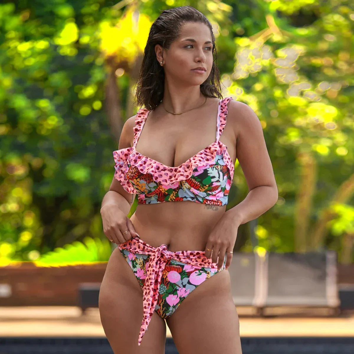 jinran 2024 New Sexy Brazilian Bikini Set Women Print Biquini Female Cut Bikinis Swimwear Push Up Swimsuit Bath Suit