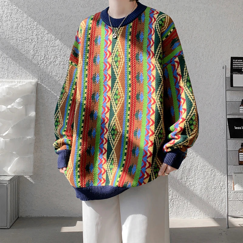 Winter Vintage Sweater Striped Sweaters Hip Hop Y2k Streetwear Korean Fashions Oversized Pullovers Harajuku Luxury Designer Sweater