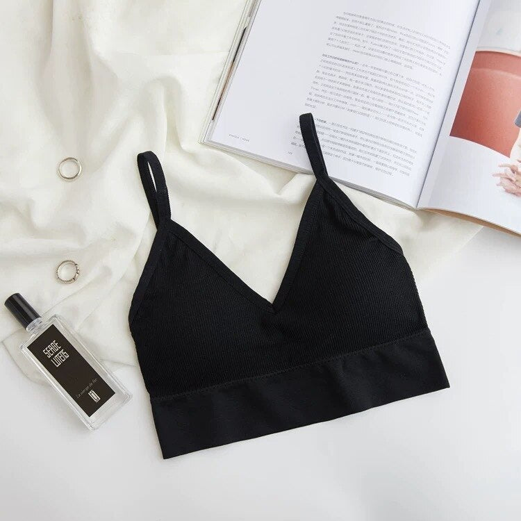 jinran Sexy Seamless Crop Ribbed Top Women Push Up Wireless U Type Backless Camisole Sports Women's Underwear Summer 2022 New