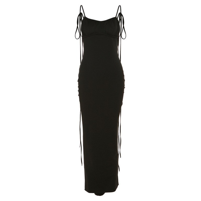 jinran Spaghetti Strap Sexy Backless Maxi Dress Outfits Women Elegant Birthday Vestido Summer Club Party Ruched Dresses