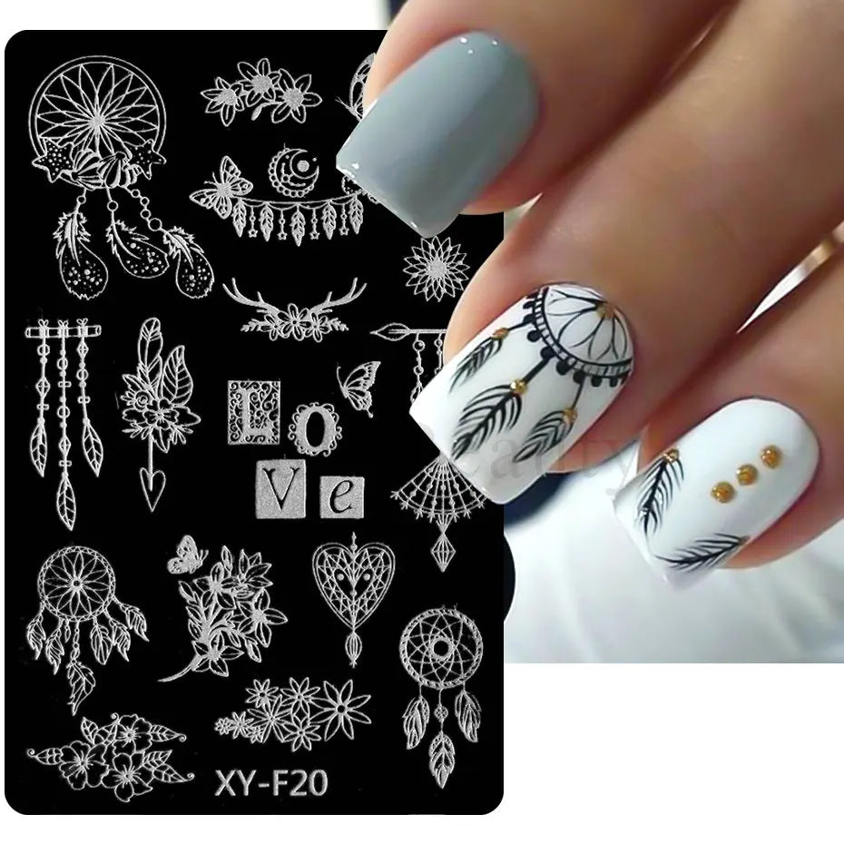 jinran Spring Flowers Nail Stamping Plates Cherry Blossom Summer Daisy Floral Butterfly DIY Nail Design Image Stamp Templates Stencil