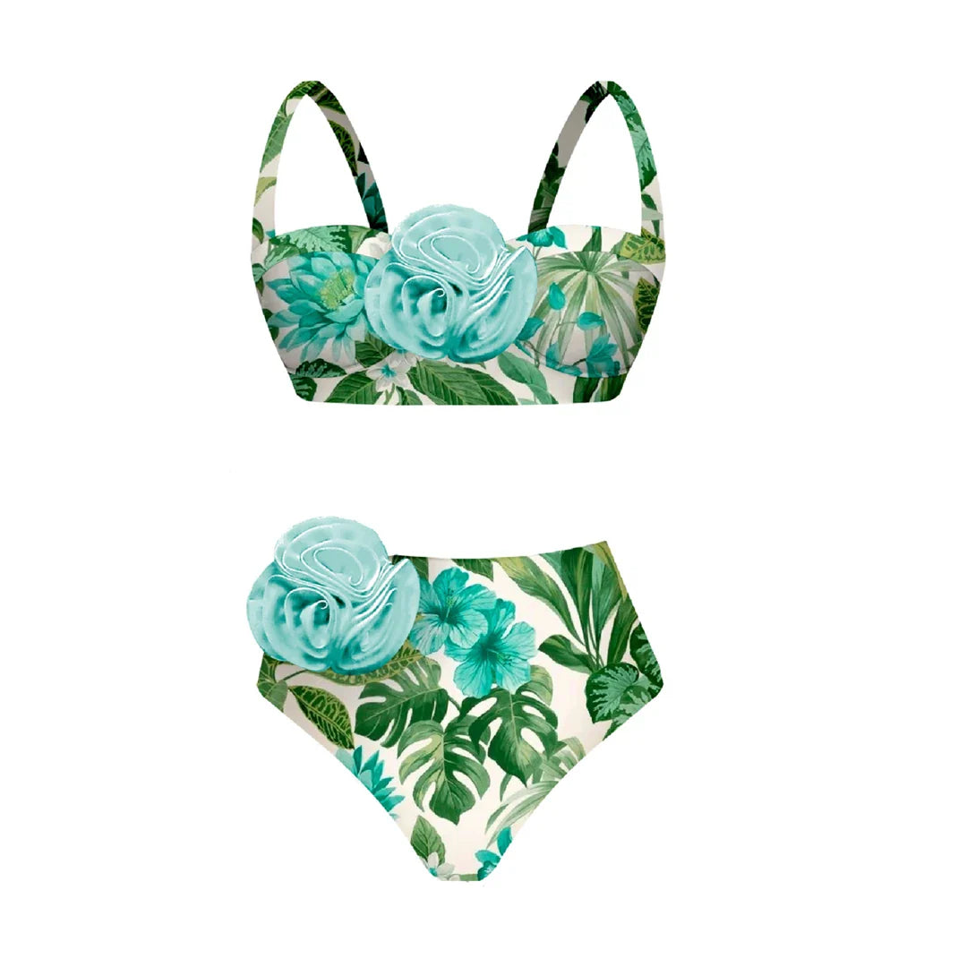jinran 2024 3D Flower Bikini Underwire Swimsuit High Waist Swimwear for Women Push Up Two Piece Bathing Suits Summer Female