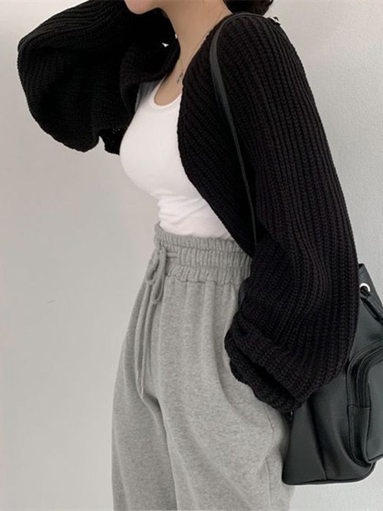 jinran SWC1653 New 2023 Chic Korean Fashion Short Cardigans Knitted Poncho Women Summer Elegant Vintage Minimalist Lady Tops