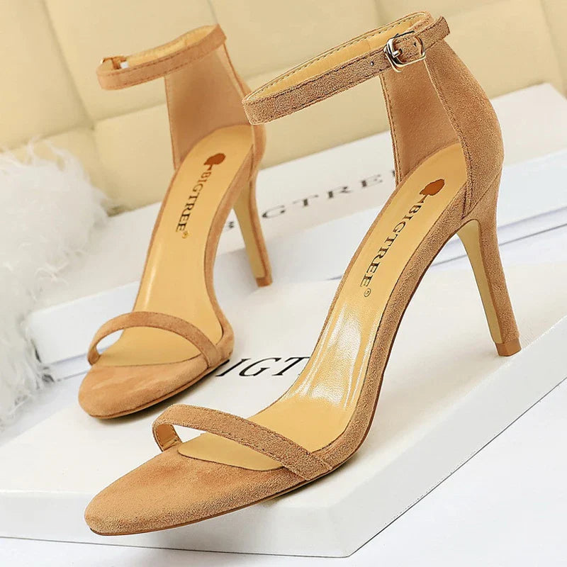 jinran Shoes Summer Women Sandals Suede Hollow High Heels Stiletto Fashion Sandles Women Heels Ladies Shoes Women's Sandals