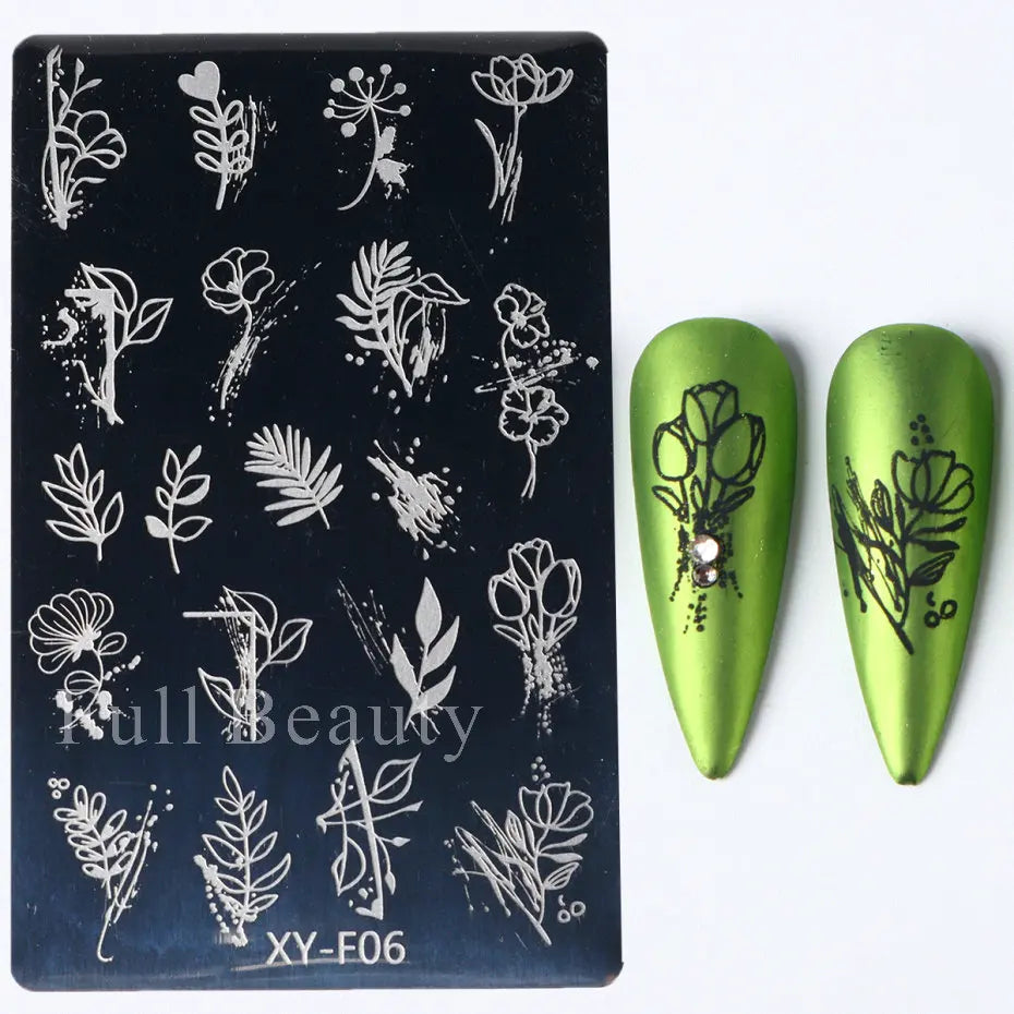 jinran Spring Flowers Nail Stamping Plates Cherry Blossom Summer Daisy Floral Butterfly DIY Nail Design Image Stamp Templates Stencil