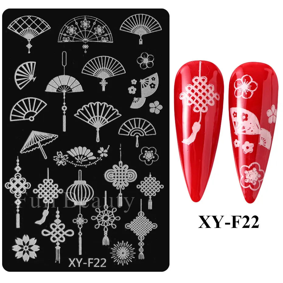 jinran Spring Flowers Nail Stamping Plates Cherry Blossom Summer Daisy Floral Butterfly DIY Nail Design Image Stamp Templates Stencil