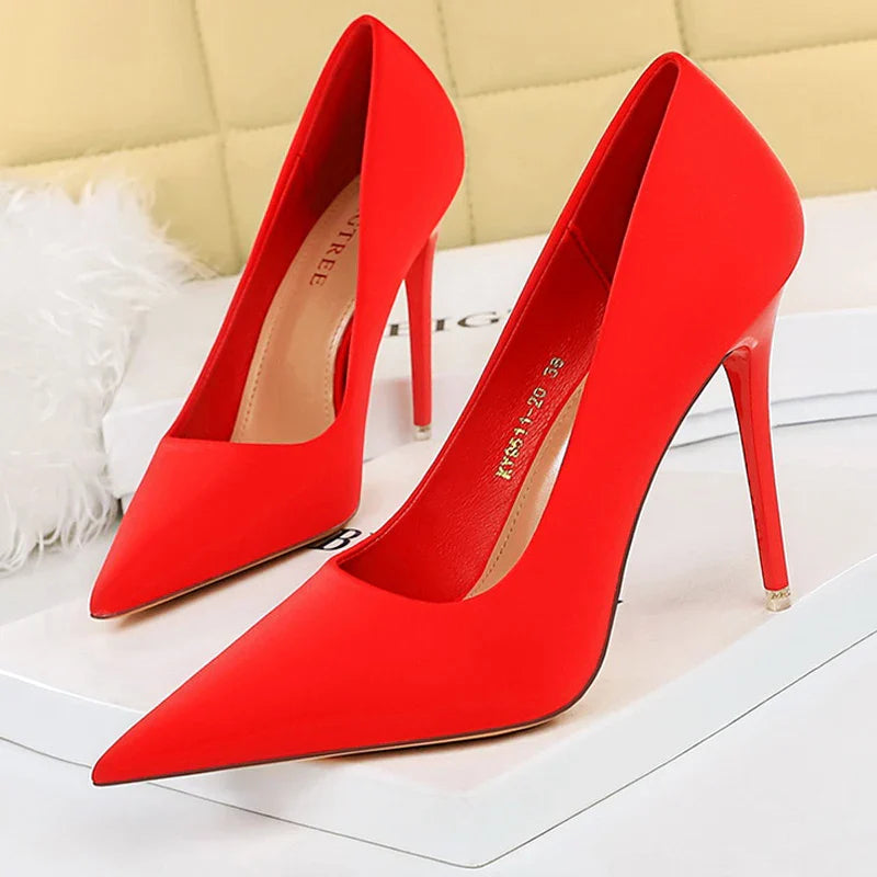 jinran Shoes Satin Women Pumps 2024 New Purple High Heels Fashion Women Shoes Stiletto Luxury Noble Party Shoes Women Heels