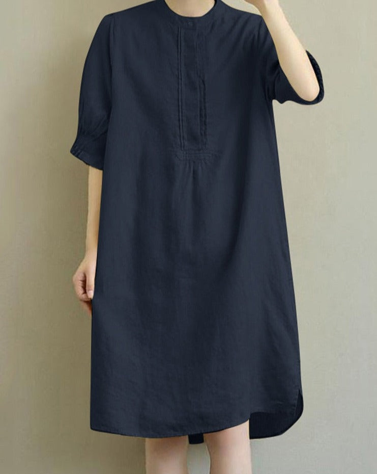 jinran Oversize Casual Solid Dress 2022 ZANZEA Summer Women Half Sleeve Vintage Knee-length Sundress Elegant OL Work Loose Vestido Robe