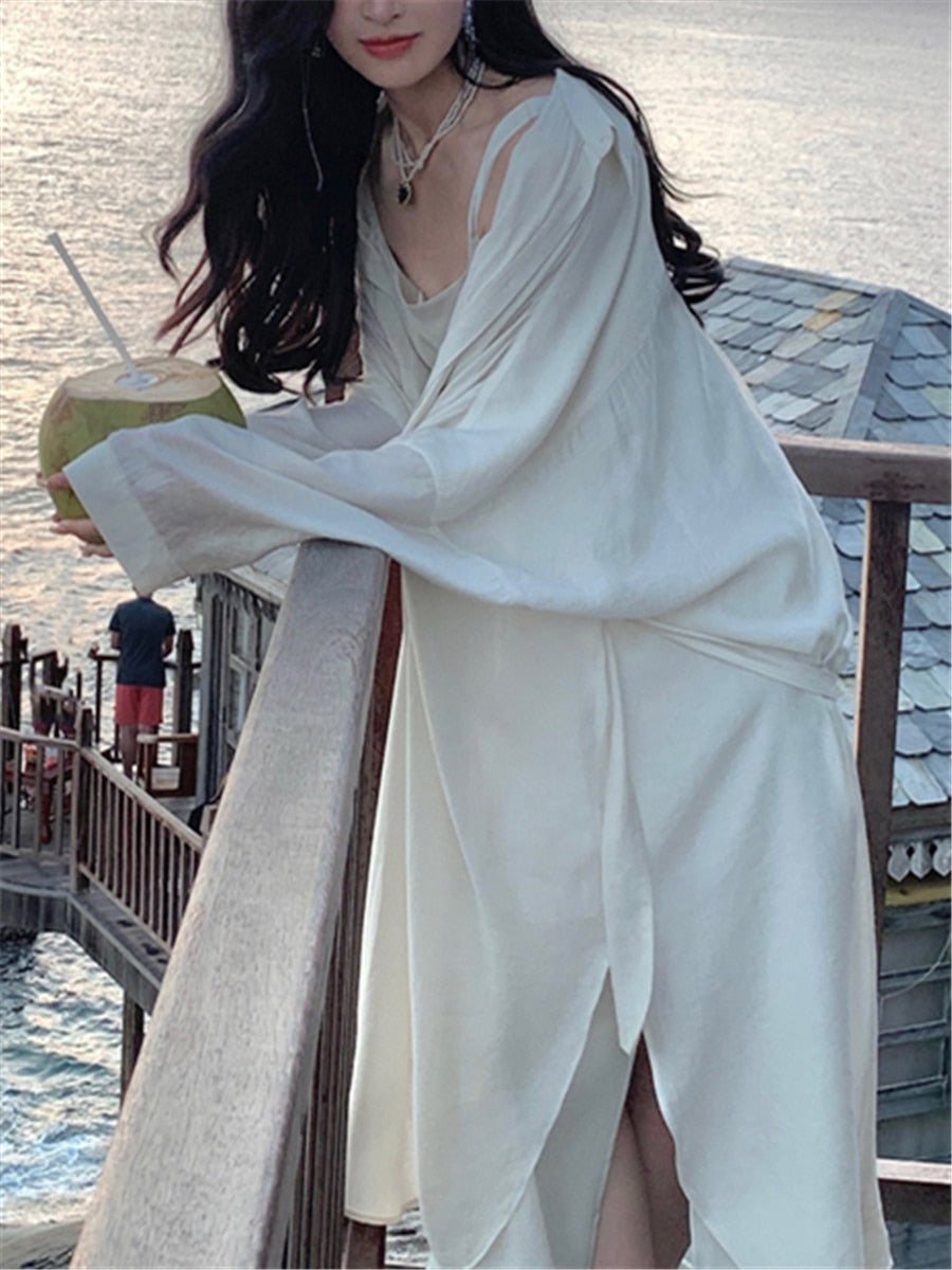 jinran Sunscreen Shirts Women Summer New Long Sleeve Elegant Fashion Loose Beach Outerwear Sun Thin Cardigan Female Long Tops