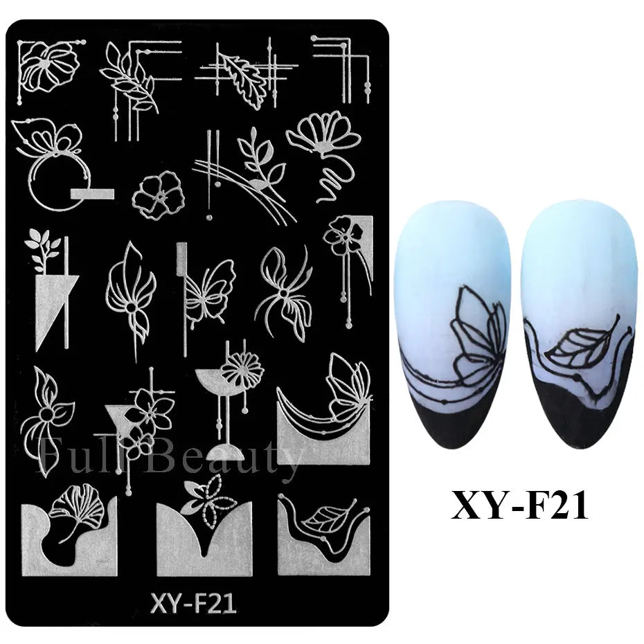 jinran Spring Flowers Nail Stamping Plates Cherry Blossom Summer Daisy Floral Butterfly DIY Nail Design Image Stamp Templates Stencil