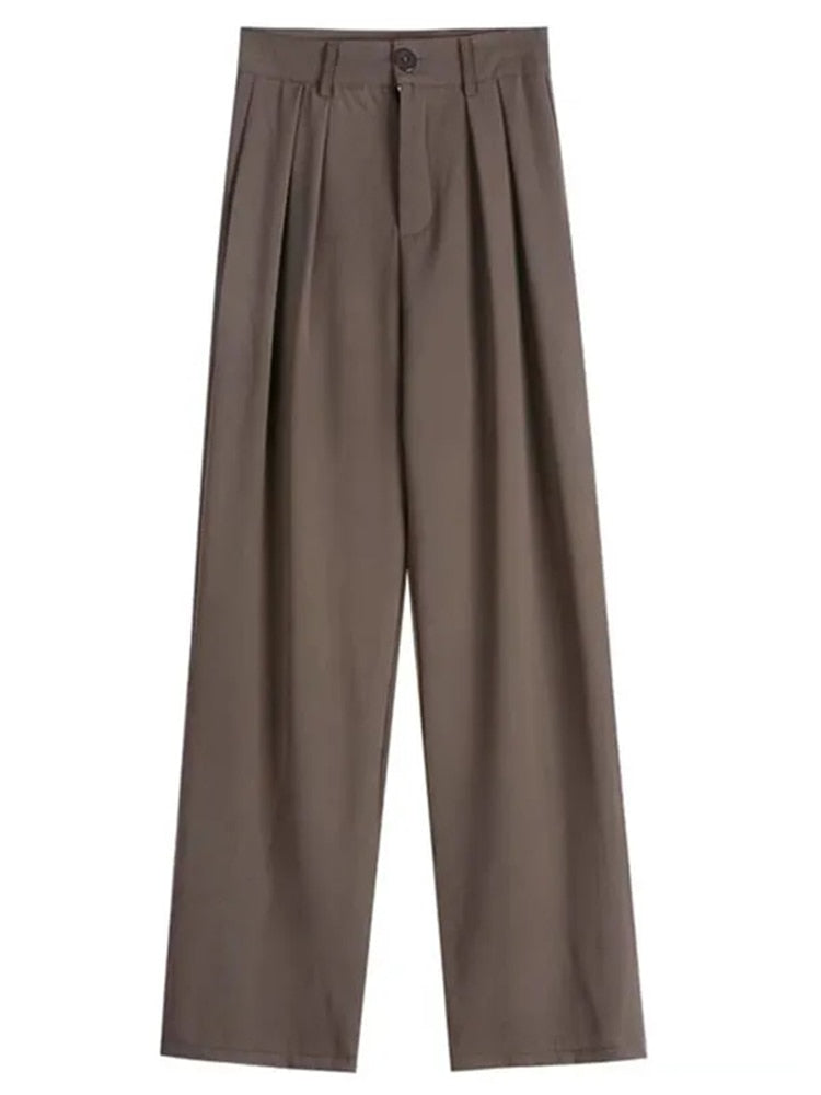 jinran Straight Pants for Women Loose High Waist Streetwear Bottoms Work Pants Suit Spring Summer Office Lady Trousers