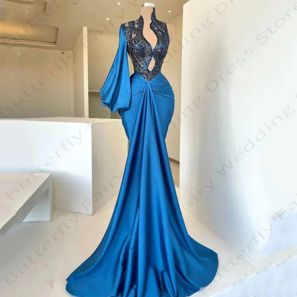jinran Sexy Mermaid Dresses 2024 New Gorgeous Satin Fashion Exquisite Lace Applique Pretty Mopping Evening Dresses For Women Elegant