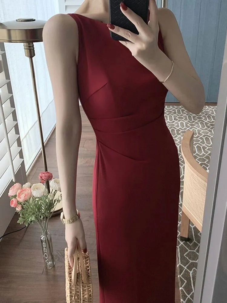 jinran - New Women Summer Fashion Spaghetti Strap Sleeveless Sexy Dress Female Elegant Evening Midi Dress