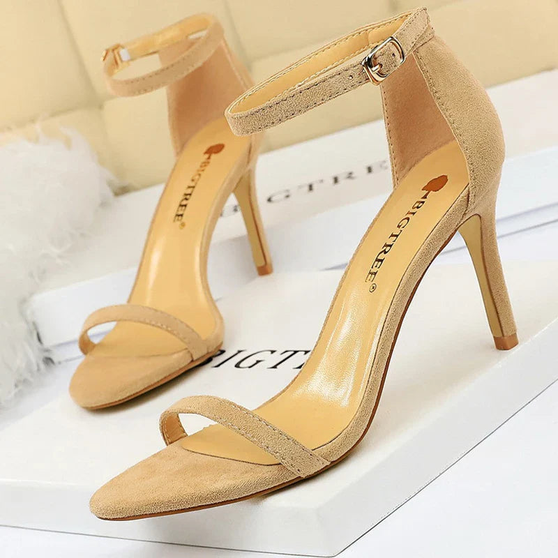 jinran Shoes Summer Women Sandals Suede Hollow High Heels Stiletto Fashion Sandles Women Heels Ladies Shoes Women's Sandals