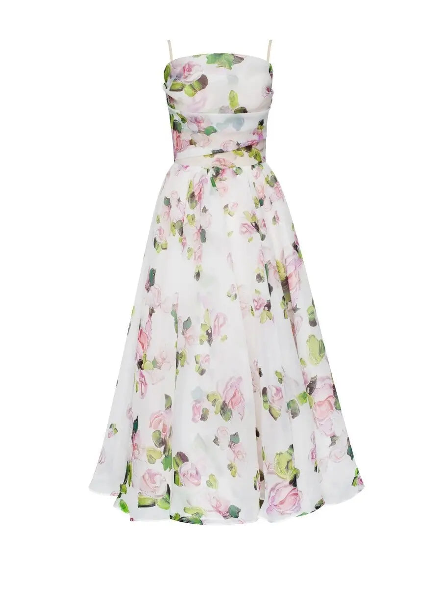 jinran Women's Dresses Summer New Women's Clothing Tube Top Sleeveless Print Swing Dress