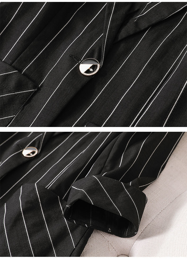 jinran Small Suit Jacket New Women's Spring Summer Striped Slim Sleeve Fashion Slim Suit Suit Jacket Oversize Code Clothing for Women