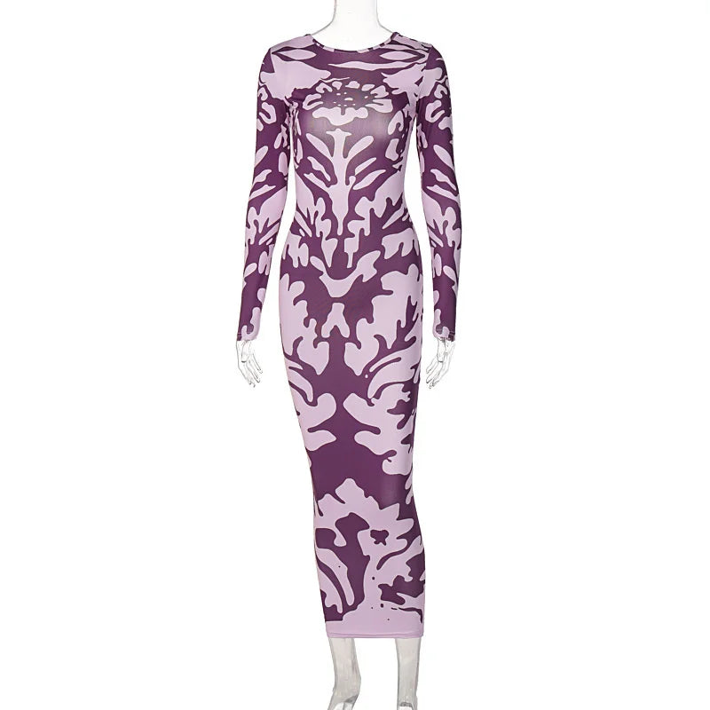 jinran Long Sleeve Backless Sexy Camouflage Dress Summer Women Fashion Streetwear Outfit Print Club Clothing