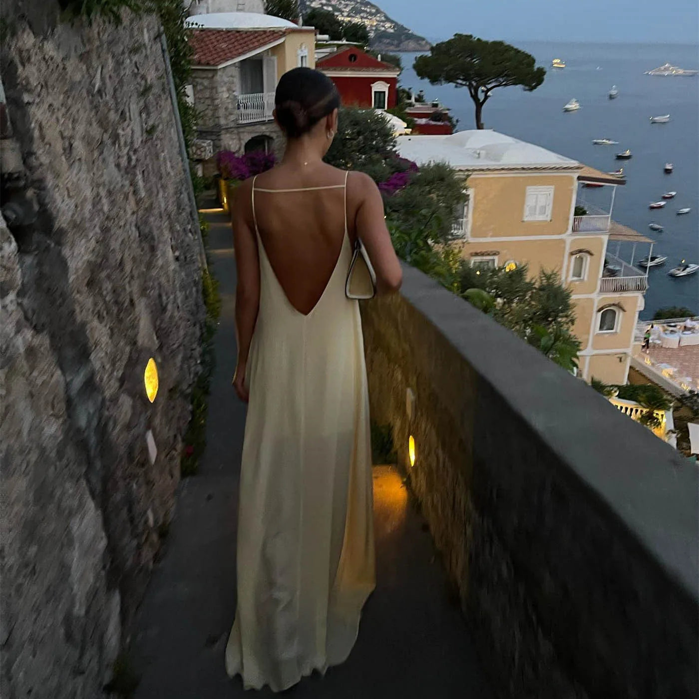 jinran Summer Sexy Open Back Sleeveless Slip Maxi Dress Cut Out Club Party Dresses Holiday Elegant Outfits Satin Vestido Summer Dress