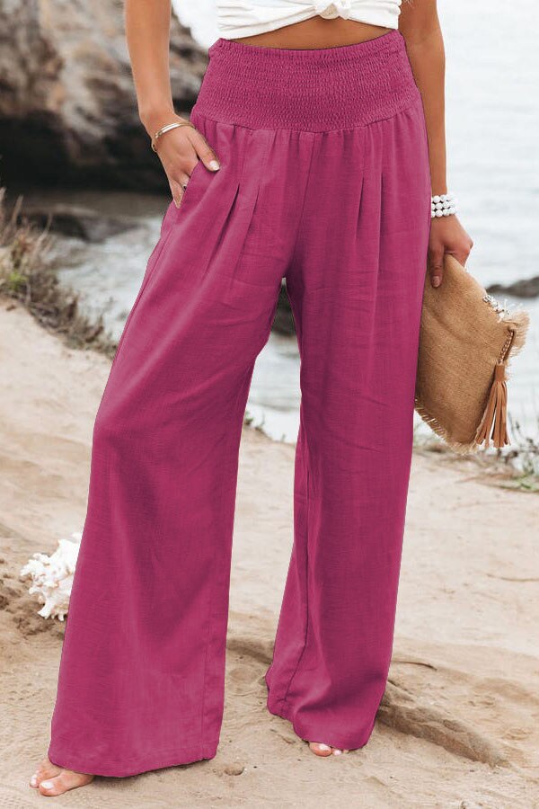 jinran Spring Summer Cotton Linen Women Pants Pockets Solid Casual White Wide Leg Office Lady White Long Trousers Khaki