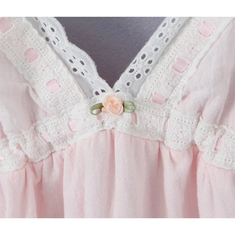 jinran 2024 Women Sweet Lace Spliced Pink Sling Mini Dress Sexy Sleeveless V Neck Female Holiday Summer Dresses Party Robe