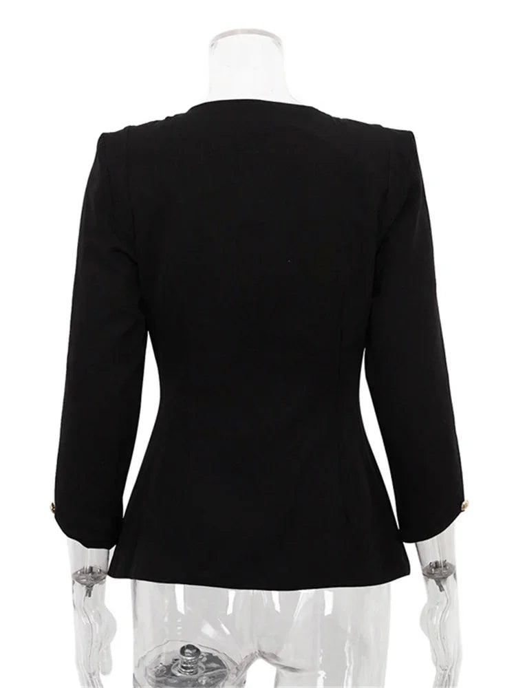 nvxiot - Autumn Square Collar Outwear Female Elegant Commute Cropped Long Sleeve Streetwear Patchwork Cardigan Solid Coat Ladies
