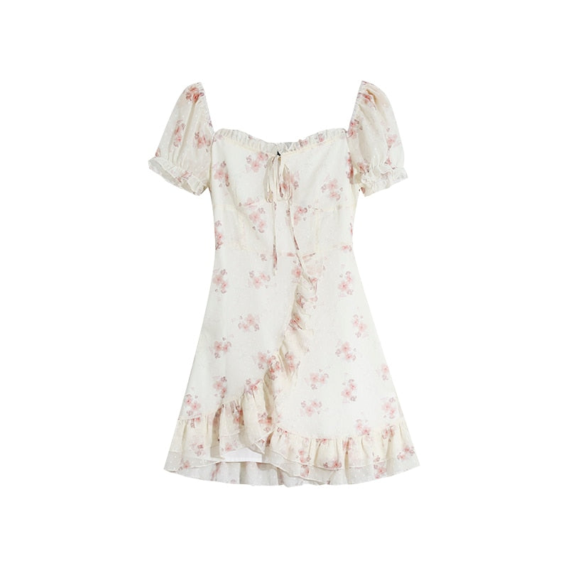 jinran Elegant Short Sleeve Dress Woman Casual 2023 Summer Sexy Party One Piece Dress Korean Fashion Beach Vintage Midi Dress