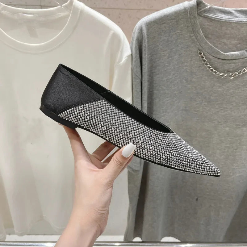 jinran Genuine Leather Flat Shoes Summer New Style Pointed Shallow Pumps Fashionable Casual Comfortable Flat Shoes For Women