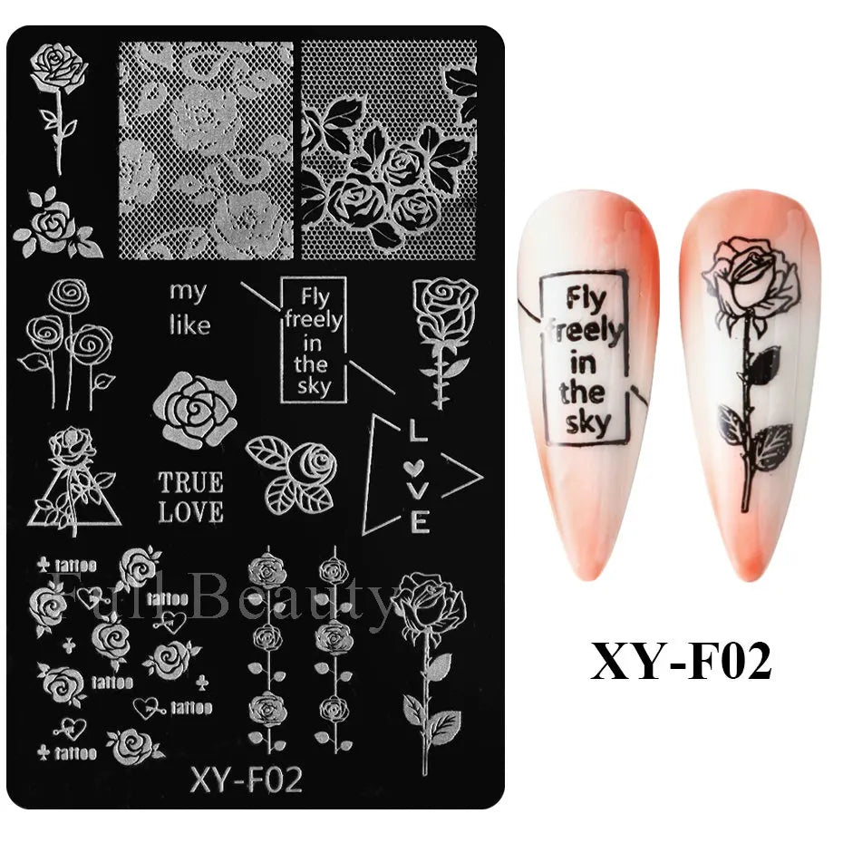 jinran Spring Flowers Nail Stamping Plates Cherry Blossom Summer Daisy Floral Butterfly DIY Nail Design Image Stamp Templates Stencil