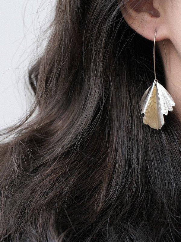 jinran 2024 New Retro Simple Leaf Shape Eardrop Earrings Accessories