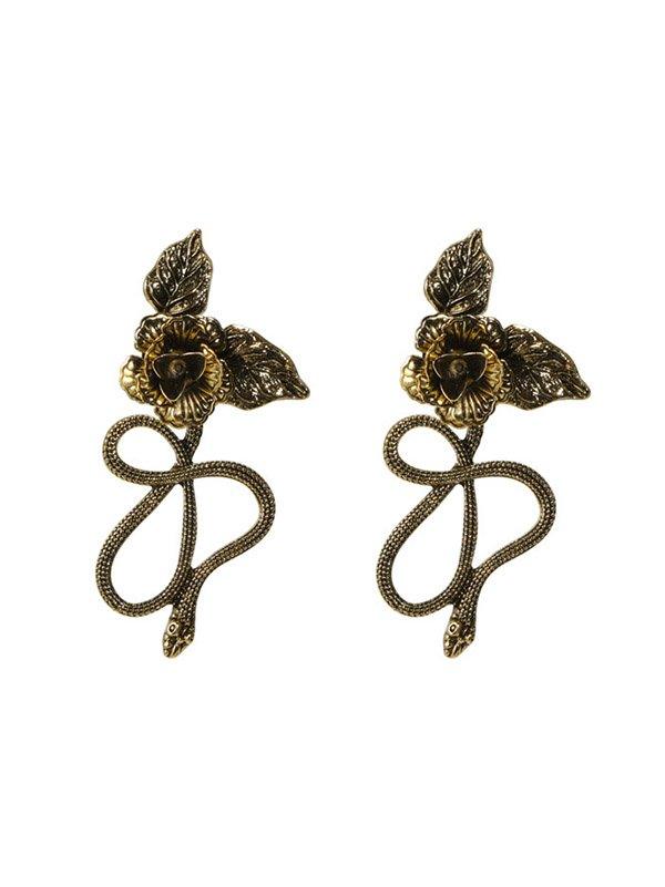 jinran 2024 New Vintage Snake Shape Flower Shape Earrings Accessories