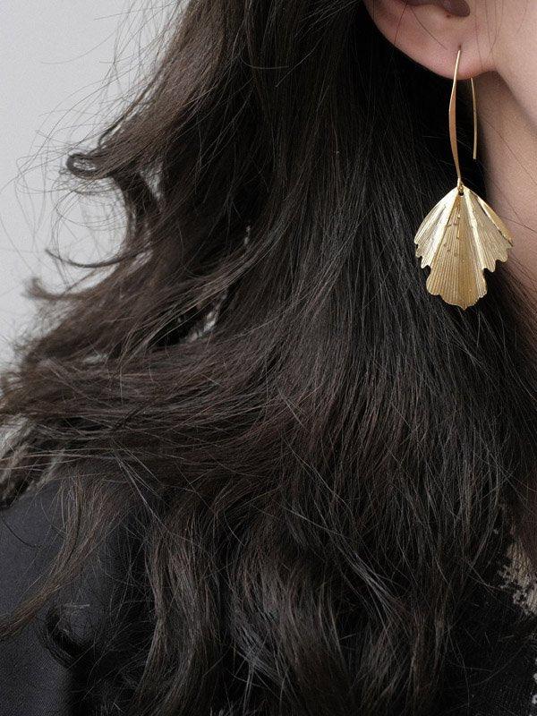 jinran 2024 New Retro Simple Leaf Shape Eardrop Earrings Accessories