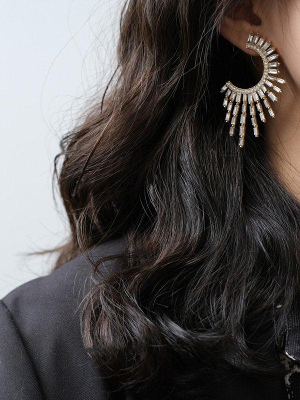 jinran 2024 New Original Contrast Color Zircon Earrings Accessories