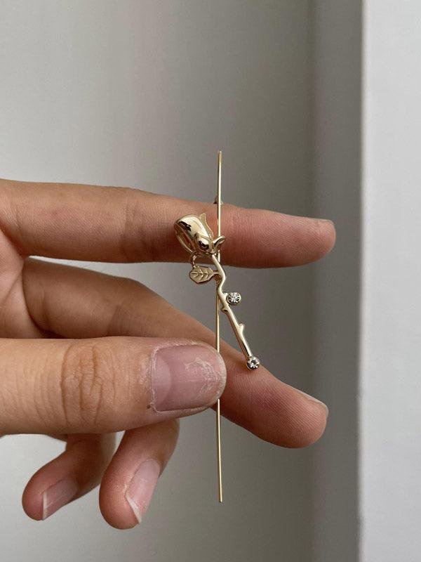 jinran 2024 New Urban Floral Asymmetric Earrings Accessories
