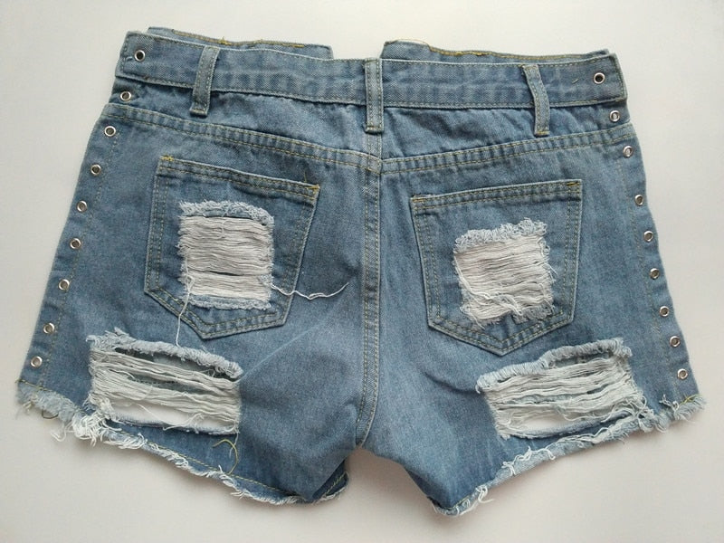 jinran Sexy Summer Women Denim Shorts New Black Blue High Waist Ripped Short Jeans Femme Tassel Lace Up Bandage Hot Pants
