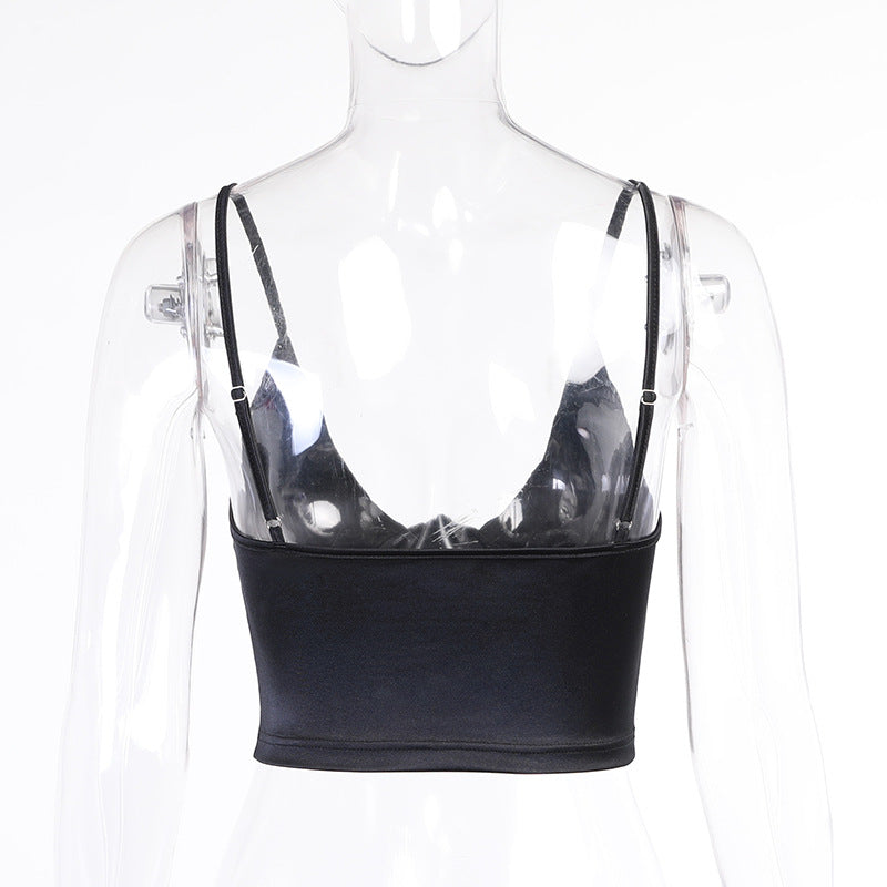 jinran V Neck Sleeveless Corset Crop Top Black Women 2021 Sexy Backless Summer Casual Bustier Cami Spaghetti Strap Tank Tops