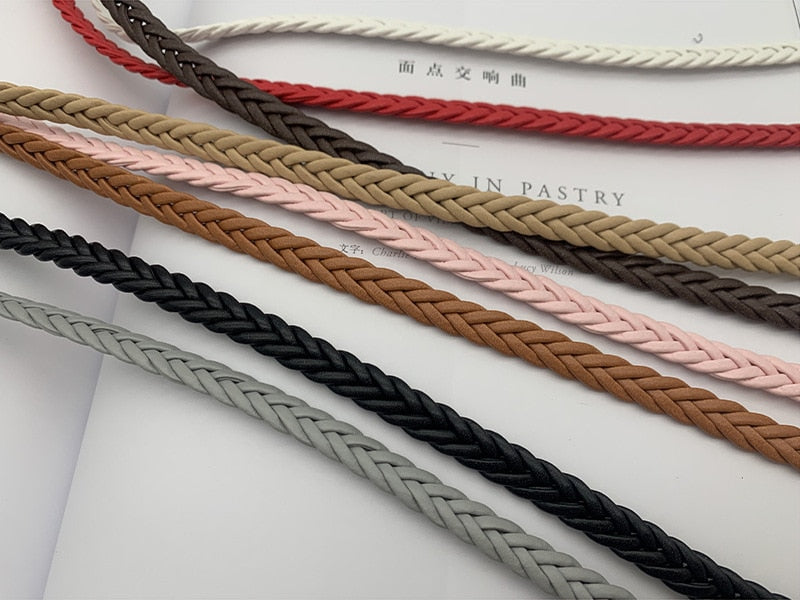 jinran Women's Hand-Woven Thin Belt Fashion Casual Circle Knotted Decorative Rope Braid Belts For Dress Denim Skirt Trouser