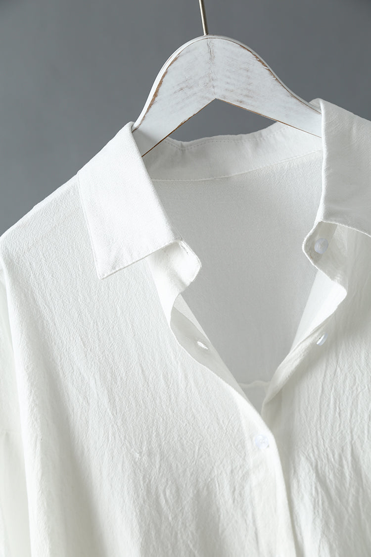 jinran Women's Autumn Cotton Linen Midi White Shirt Dress Long Sleeve Casual Loose Spring Clothing Femme Fashion Elegant Vestidos