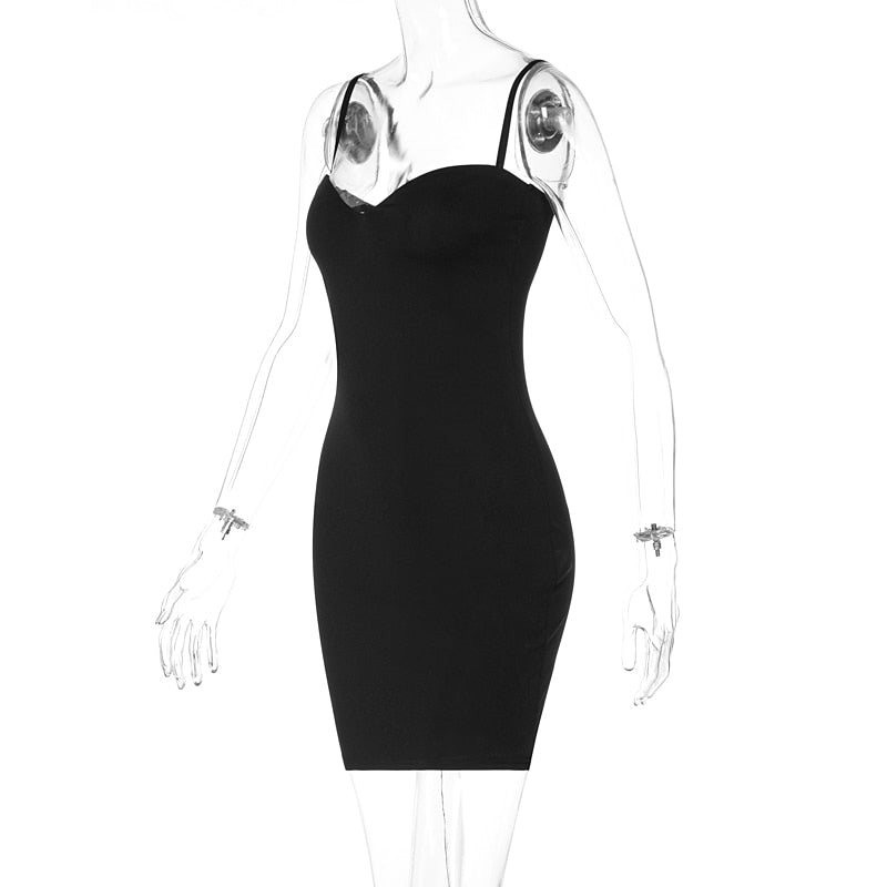 jinran Solid Women Strap Mini Dress Bodycon Sexy Streetwear Party Club Elegant 2021 Summer Clothes Basic Slim Fashion Casual