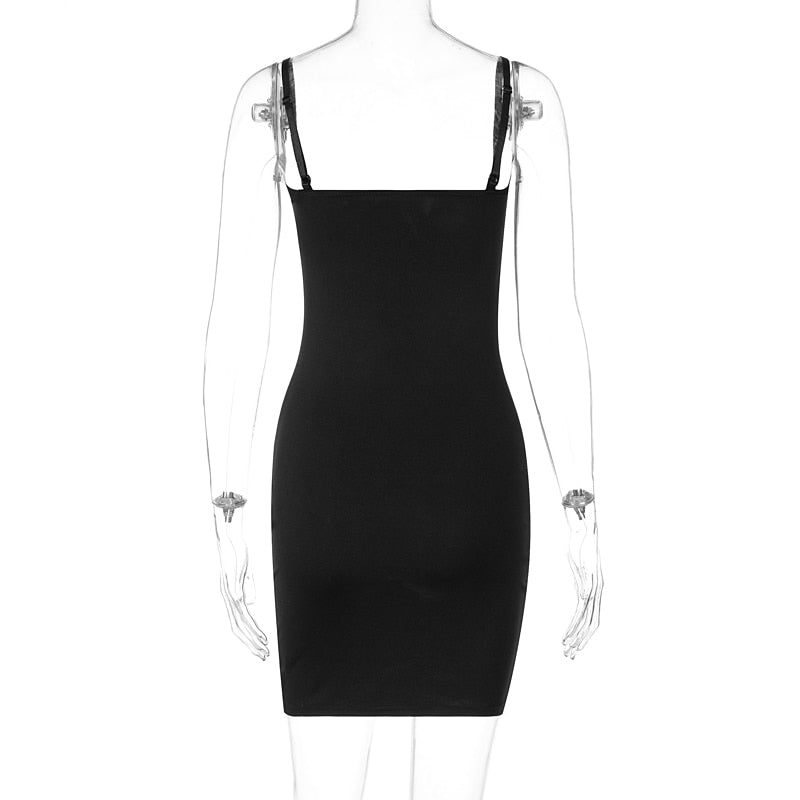 jinran Solid Women Strap Mini Dress Bodycon Sexy Streetwear Party Club Elegant 2021 Summer Clothes Basic Slim Fashion Casual
