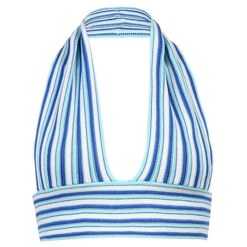 jinran Rapcopter Plaid Knitted Halter Top Cute y2k Grunge Aesthetic Corset Top Women Vintage Beach Style Crop Top Party Summer Sweats