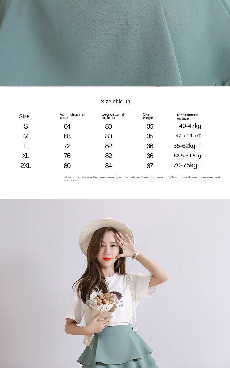 jinran Summer Chiffon Shorts Black White Green Pink Elasticated High Waist Women's Ruffles Cake Skirt Girl Lovely Sweet Student Dance