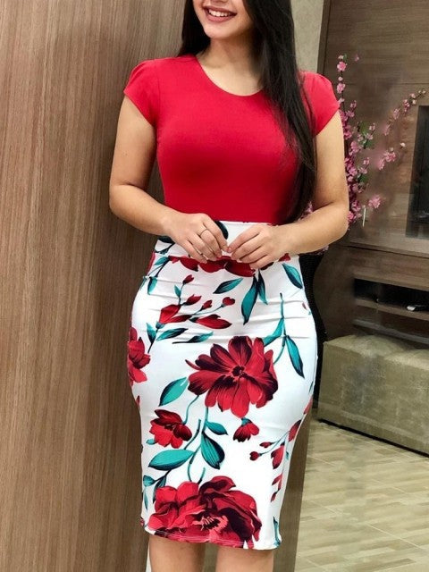 jinran Vintage Floral Print O-Neck Long Dress Women Summer 2021 New Short Sleeve Casual Slim Robe Casual Elegant Lady Maxi Vestidos
