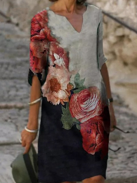jinran Women 2021 Loose Spring Vintage Ruffles Befree Dress Large Big Printed Summer Boho Casual Party Elegant Dresses Plus Sizes