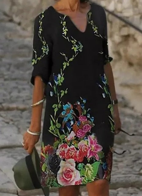 jinran Women 2021 Loose Spring Vintage Ruffles Befree Dress Large Big Printed Summer Boho Casual Party Elegant Dresses Plus Sizes