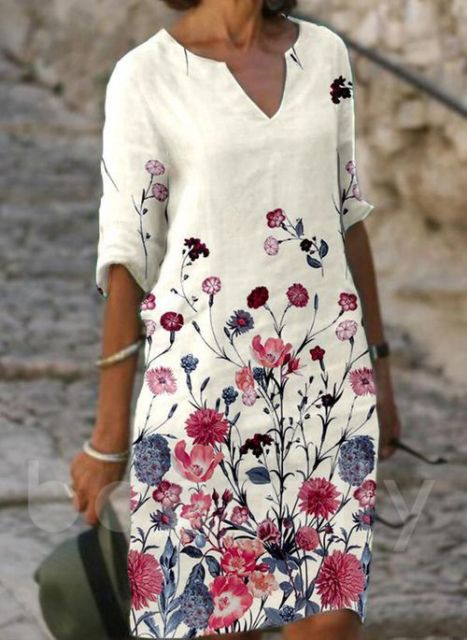 jinran Women 2021 Loose Spring Vintage Ruffles Befree Dress Large Big Printed Summer Boho Casual Party Elegant Dresses Plus Sizes