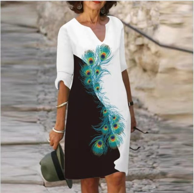 jinran Women 2021 Loose Spring Vintage Ruffles Befree Dress Large Big Printed Summer Boho Casual Party Elegant Dresses Plus Sizes
