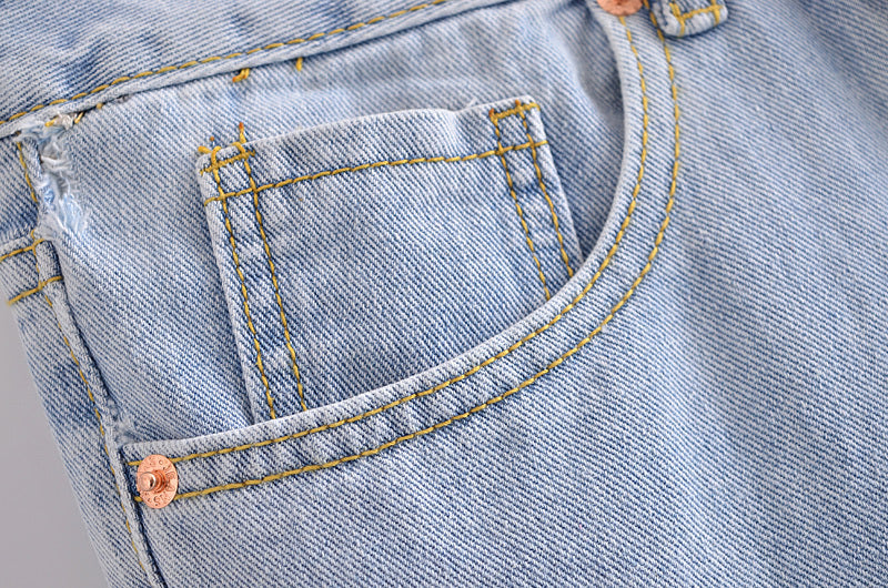 jinran summer new style women's fashion all-match high waist snow wash denim casual shorts