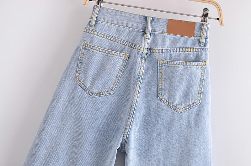 jinran summer new style women's fashion all-match high waist snow wash denim casual shorts