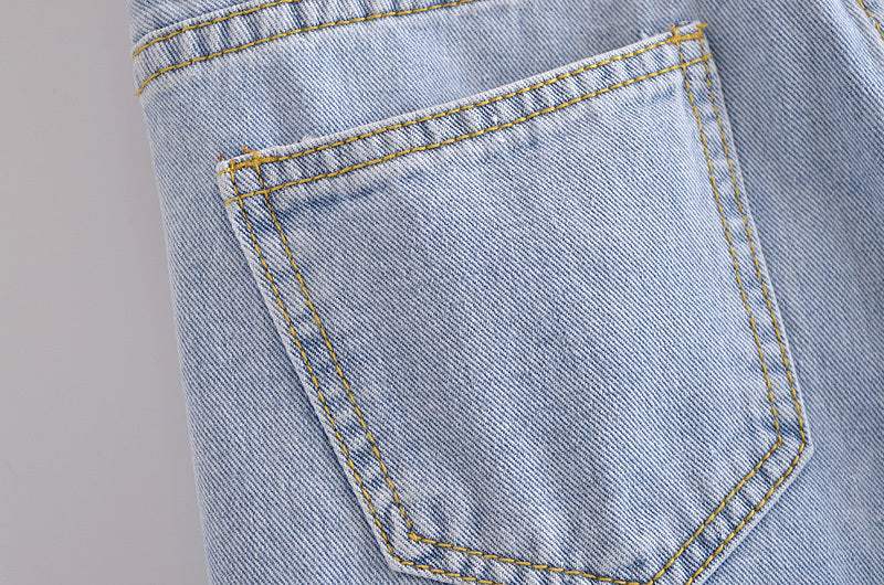 jinran summer new style women's fashion all-match high waist snow wash denim casual shorts